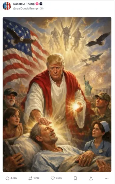 Трамп удалил пост с образом себя в роли «Христа-целителя» после волны критики
